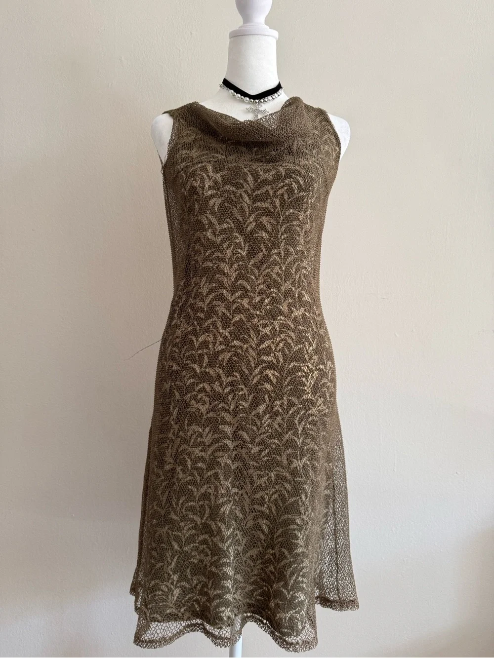 Sleeveless Silk 100% Cowl Neck Dress - Picture 8 of 8